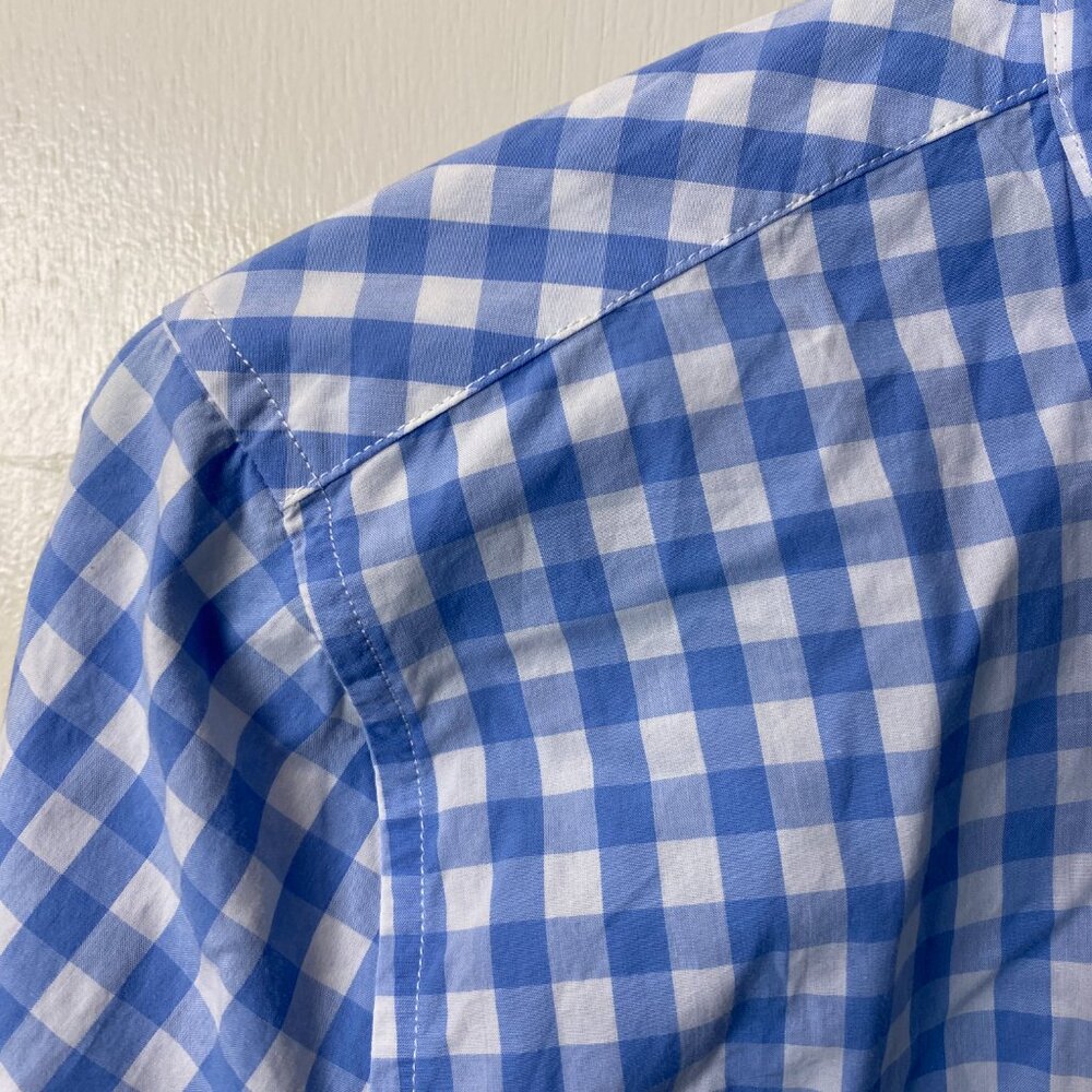 UNTUCKit Womens Blue Gingham Button Down Shirt Size 12 - Picture 6 of 9